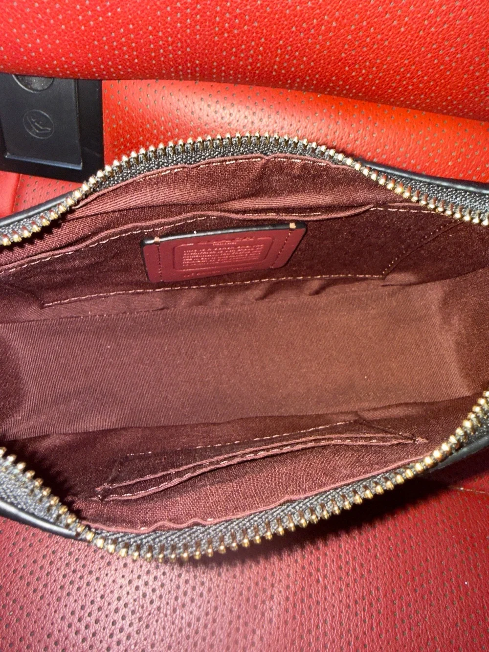 Coach Black Pebbled Leather Shoulder Bag with Gold Chain Accents